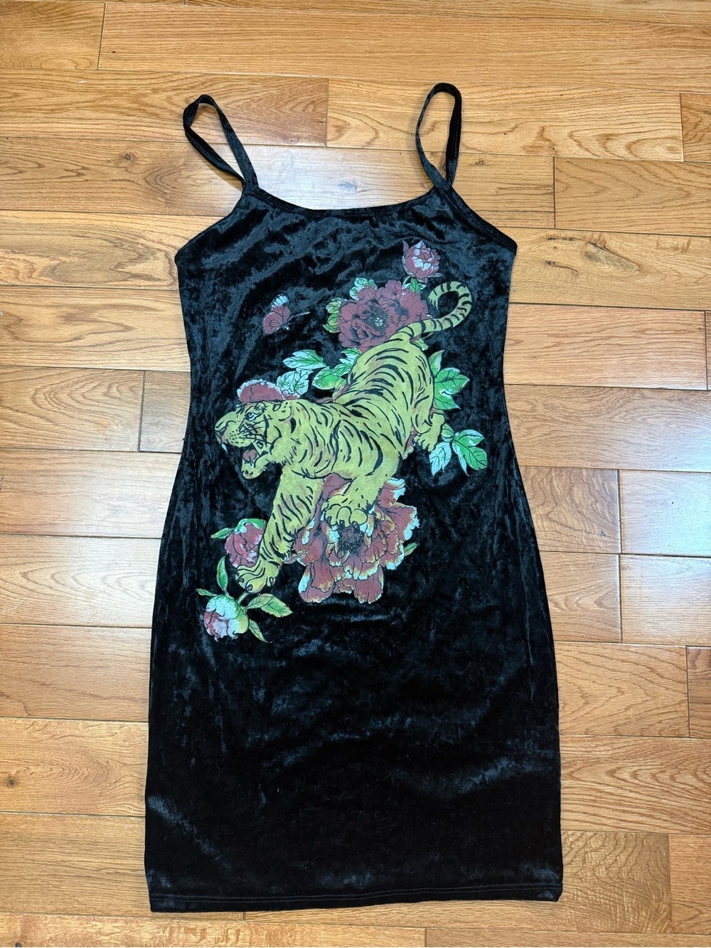Urban Planet Seduction 90s Style Tattoo Style Velvet Mini Dress